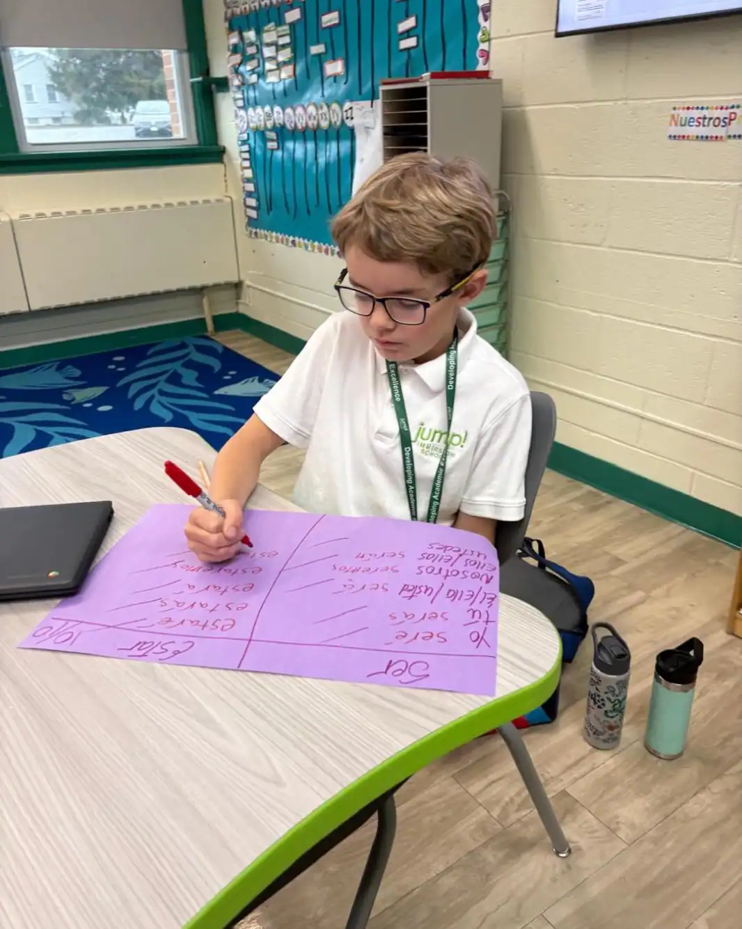 Elementary student writing